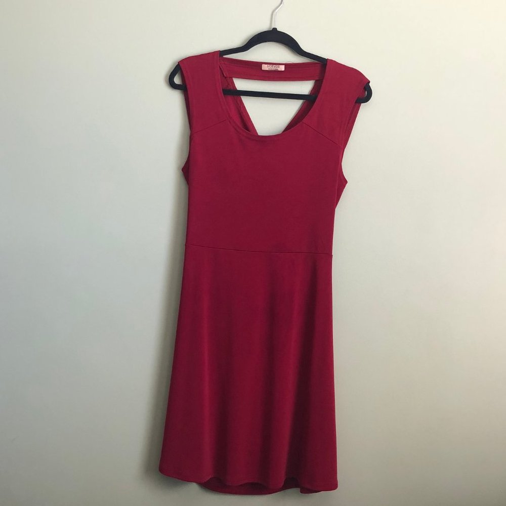 Burgundy ACEVOG Mini Dress with open back-Large